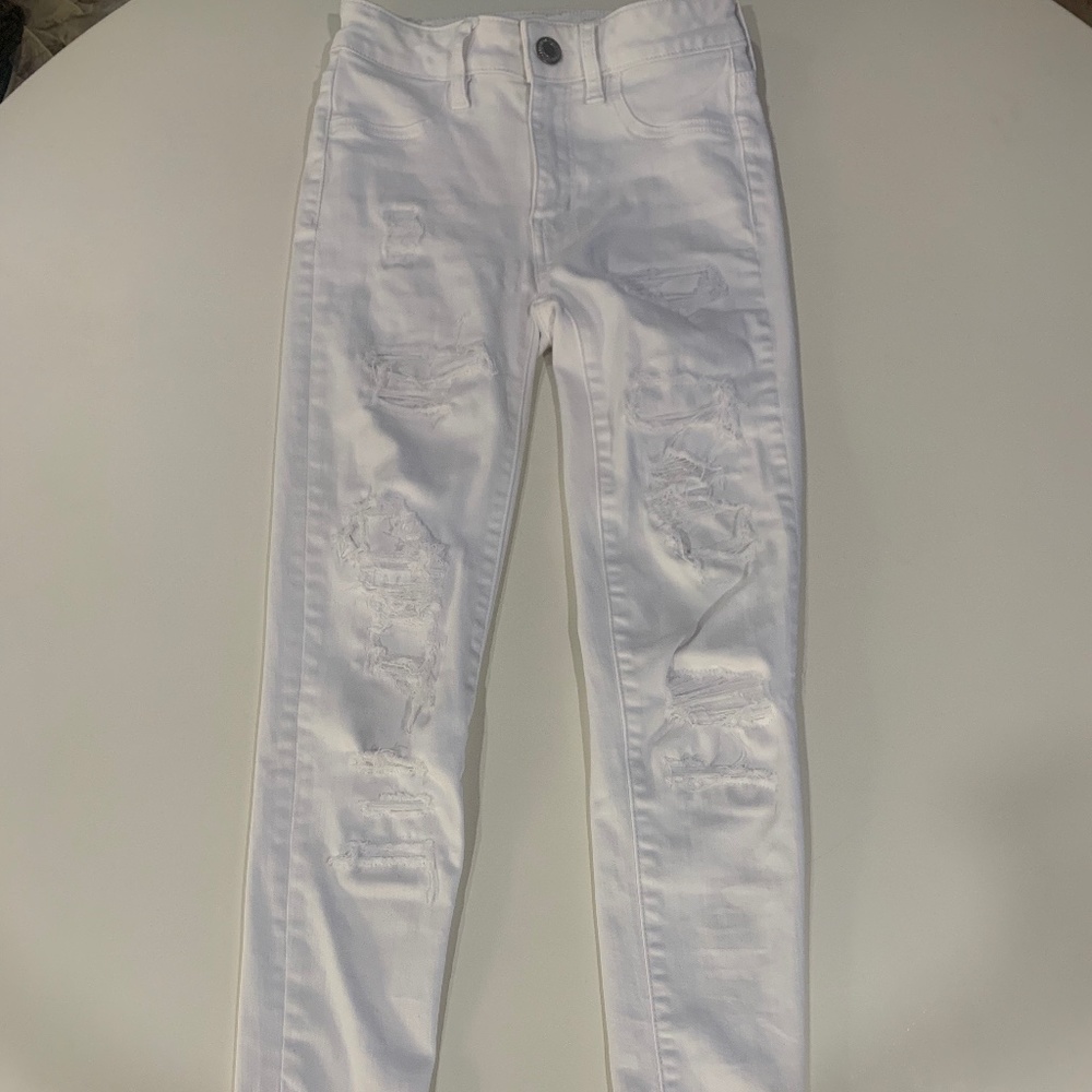 Ripped White American Eagle Skinny Jeans